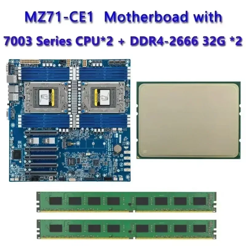 

MZ71-CE1 REV3.X/4X Motherboard / 64GB DDR4-2666 RAM EPYC 7663 7763 7713 7643 75F3 7543 7453 7443 73F3 7413 7513 7343 72F3 CPU
