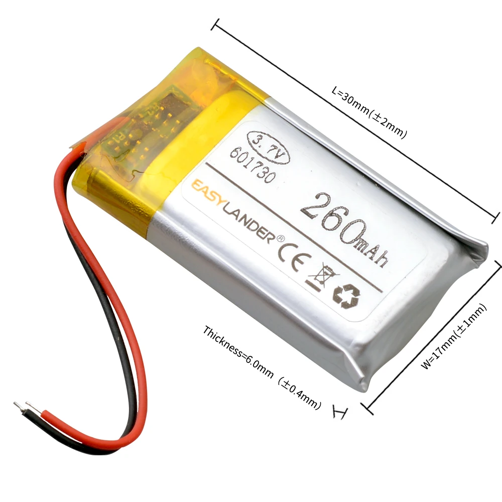 3.7V 280mAh 601730 akumulator litowo-jonowy polimerowy do bezprzewodowej myszy MP3 Bluetooth stereo