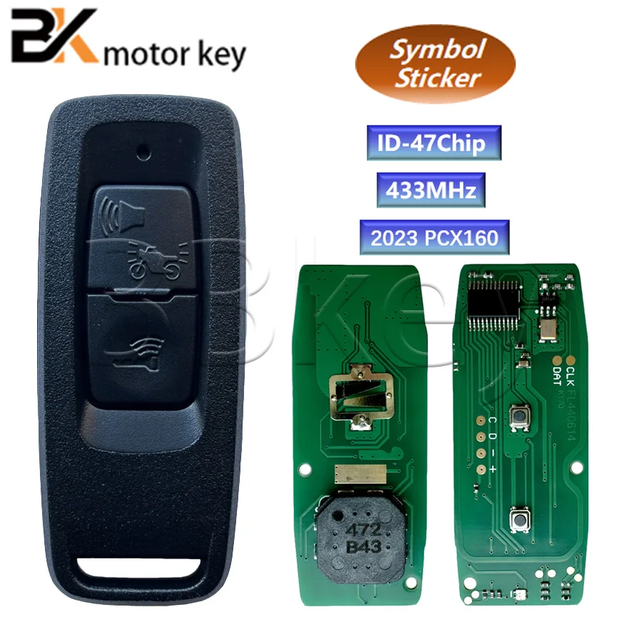 BB Motor key for 2023 year Honda PCX PCX160 Motorcycle Remote Key 2 Button 433.92MHz ID47 Chip FCCIDl: 35111-K1Z-U11-M1