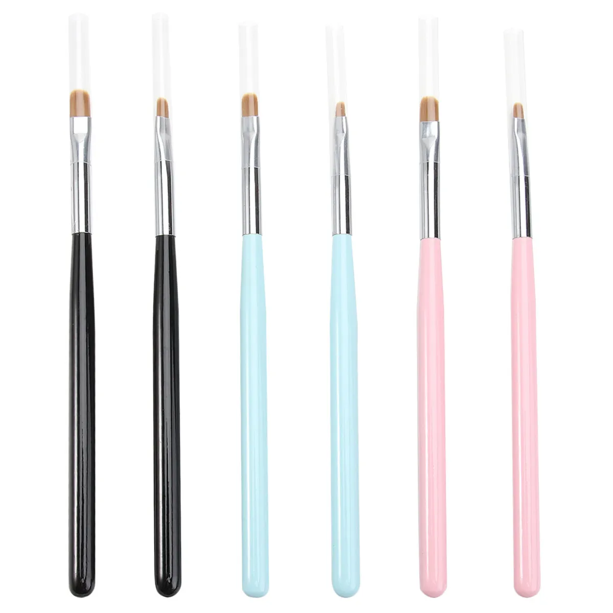 

6 Pcs Artist Paint Brush Craft Brushes Flat Nail Fingernail Polish Fine Detailing Tip Drawing Pen