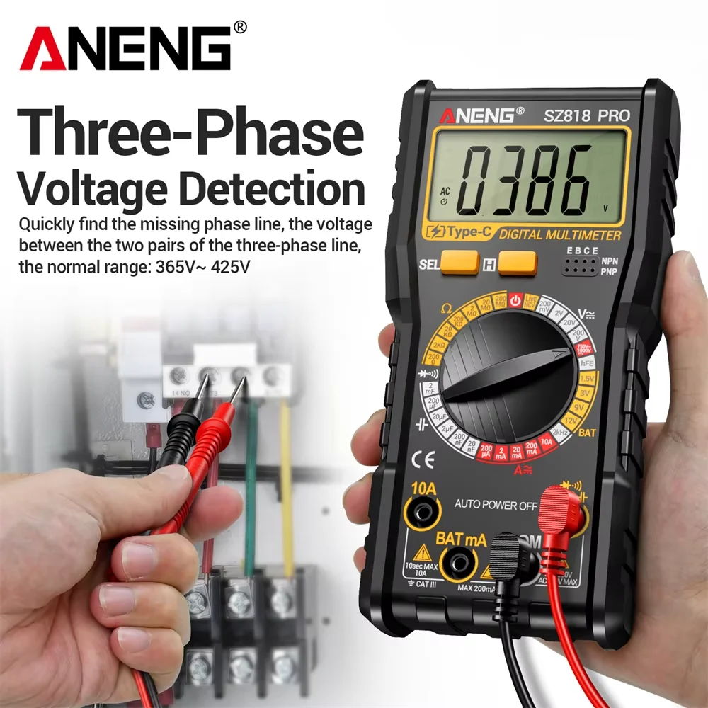 Electrician Test Tool Kit ANENG SZ818 Multimeter 1999 Count BT173 Battery Capacity Tester Voltage Measuring Battery Detector Set