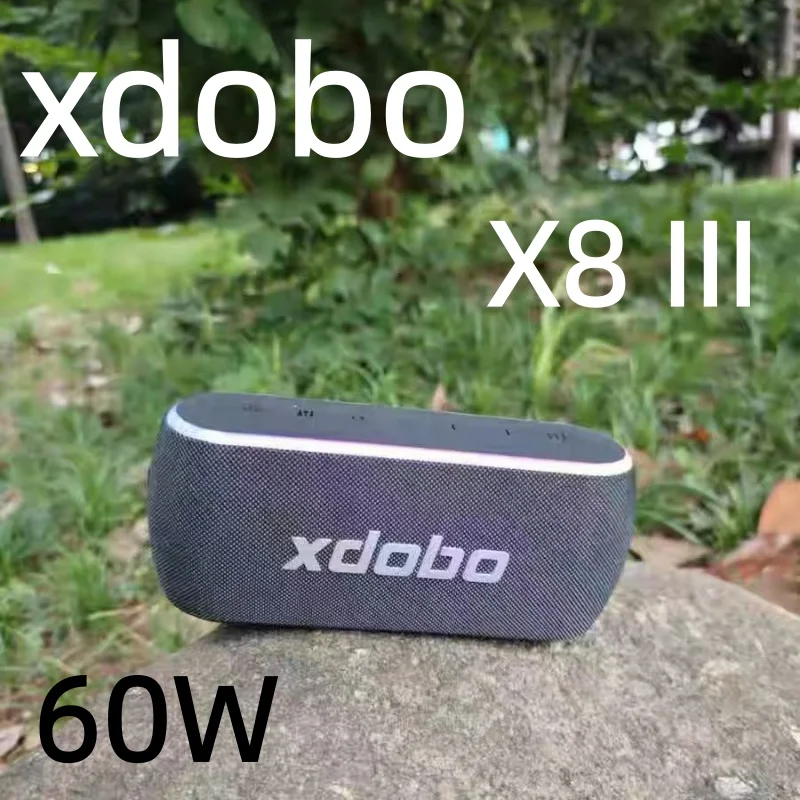 Altavoz Bluetooth inalámbrico de alta potencia de 60W Xdobo X8III portátil, resistente al agua IPX7, subwoofer RGB para exteriores, altavoz estéreo inalámbrico.