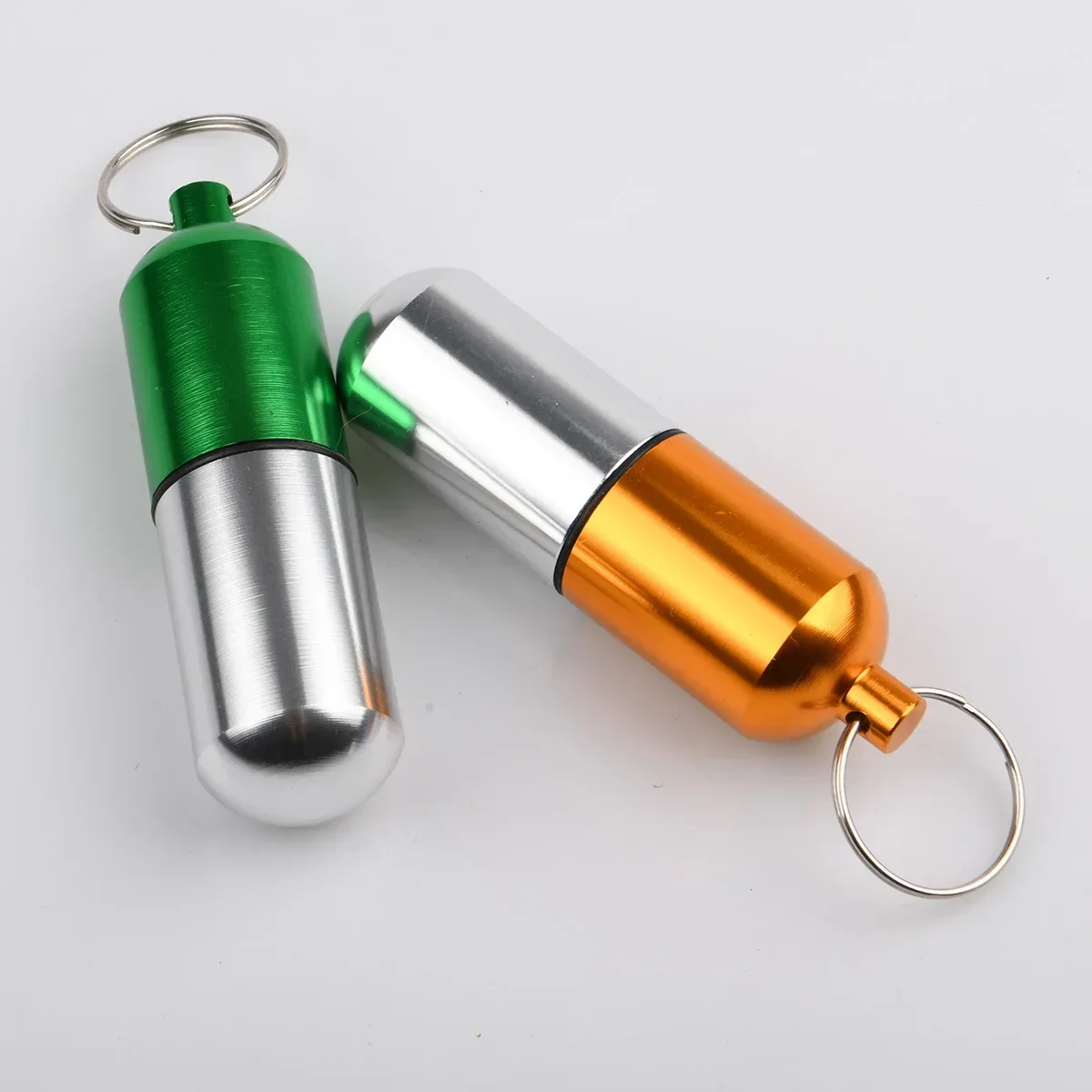 1PC Waterproof Outdoor Medicine Pill Container Capsule Portable Metal Keychain Aluminum Case Metal Waterproof Box