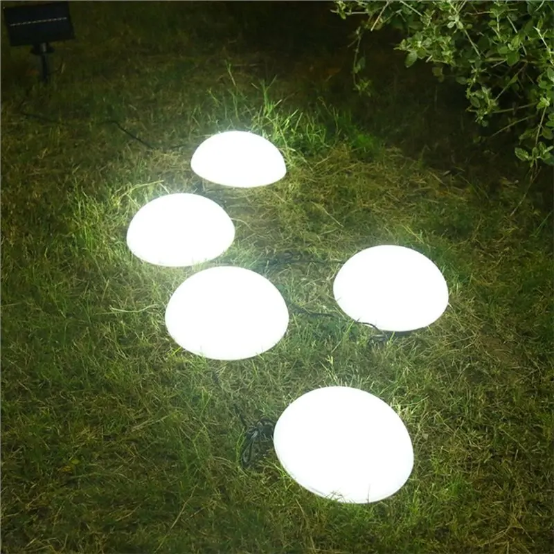 SHGO 5 in 1 Solar Pathway Lights Outdoor Garden Hemisphere Stake Lights Solar Dome Lights for Patio Yard White