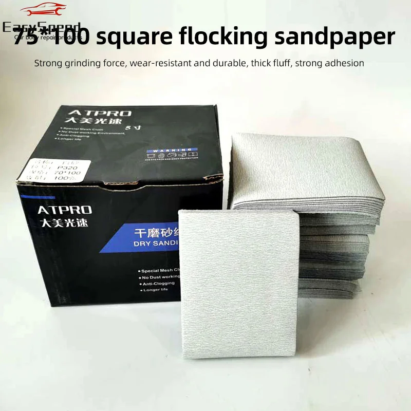 Dry Sandpaper Sanding Paper 75*100MM Hook Loop Grit 80/120/180/240/320/400/600# Sander Pads Sheet Adhesive Metal Polishing Tool