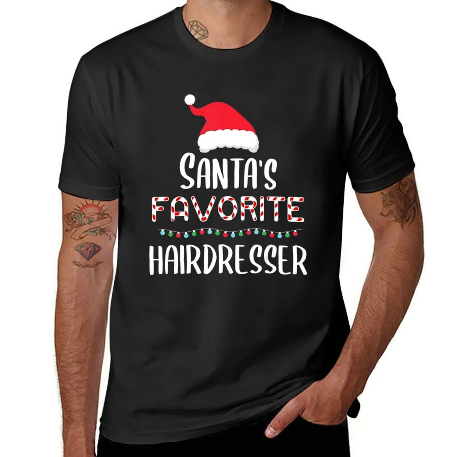 Santas Favorite Hairdresser Pajamas Xmas Hairdresser Costume T-shirt plus sizes shirts graphic tees Men's t-shirt