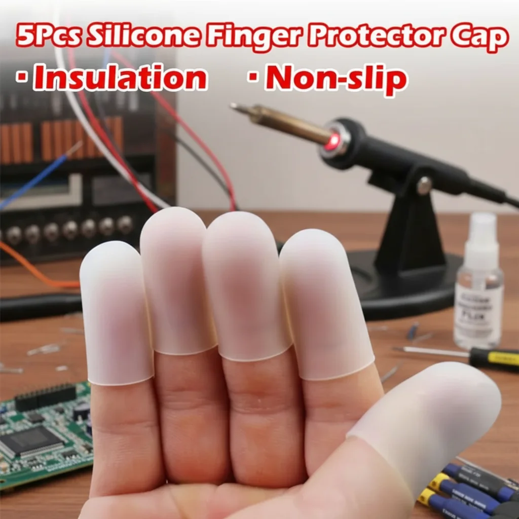 5Pcs Silicone Finger Protector Caps High Temperature Resistant Non-Slip Glove Covers for Cooking Baking