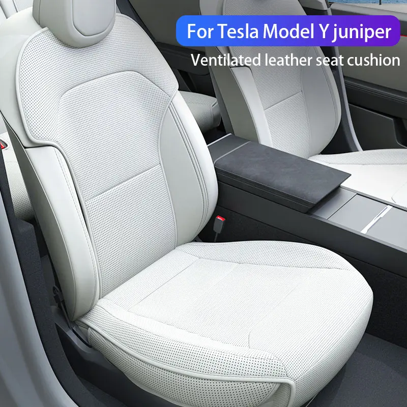 

Для Tesla Model Y 2025 juniper, кожаный чехол на сиденье с вентиляцией, воздухопроницаемость, удобное автокресло, аксессуары для интерьера