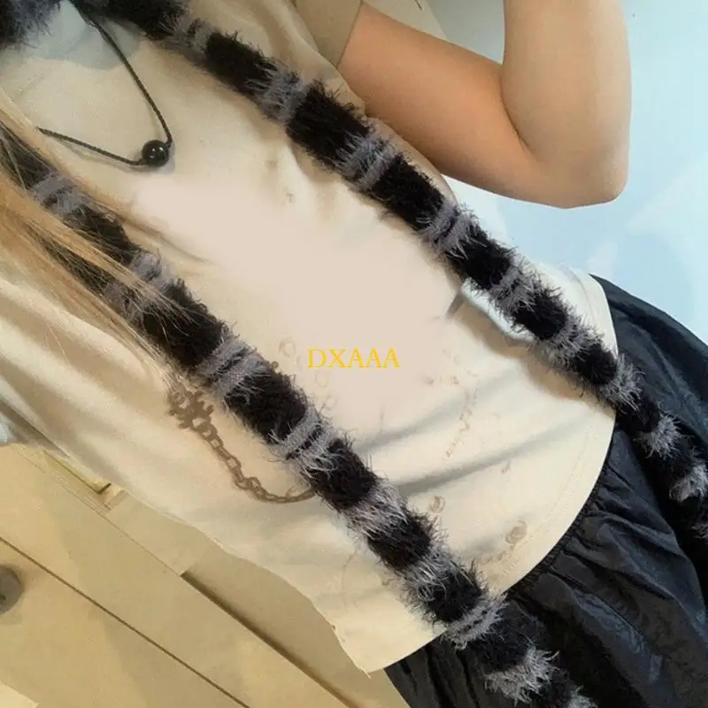 DXAAロングプラッシュスカーフスネークストライプスカーフハロウィーンパーティーファンシードレスコスプレスカーフ