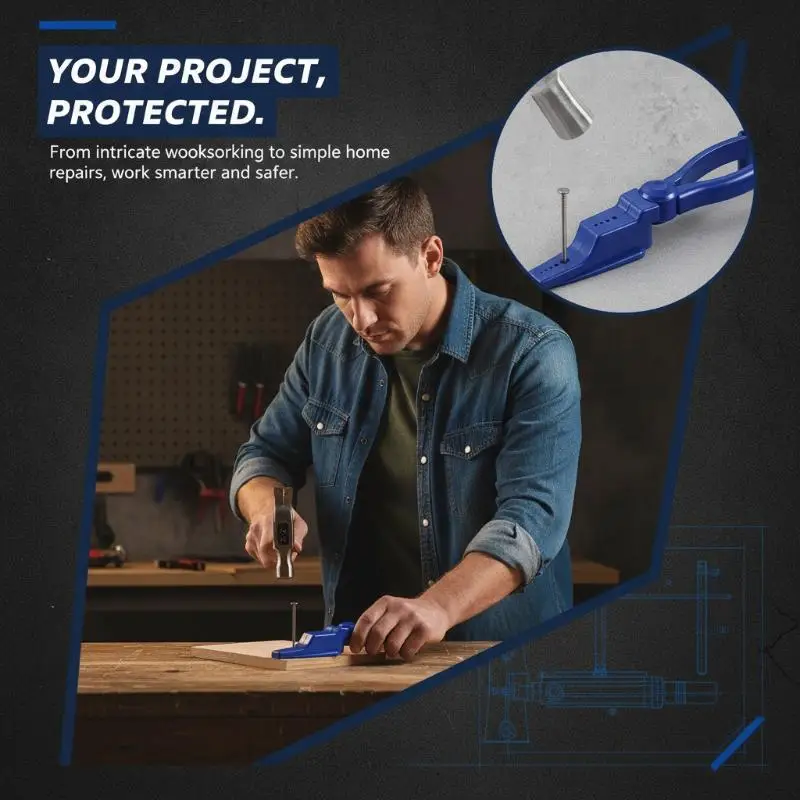 Nail Fixer Tool, Nail Holder Pliers Finger Protection Strong Plastic Safety Nail Pliers For Hammering Woodworking DIY Repair