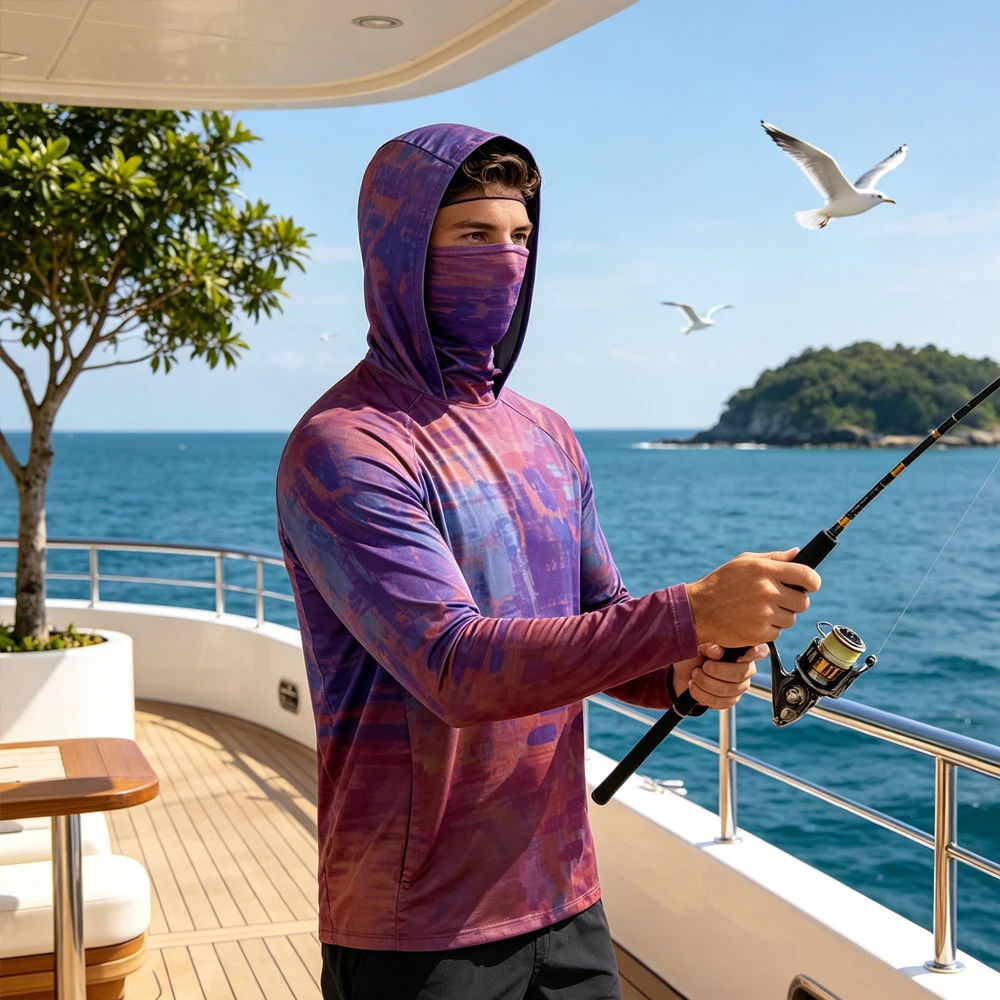 

Men Long Sleeve Fishing Hoodie UV Hoodie UPF50+ Sun Protection Fishing Wear Fishing Clothing Breathable Outdoor Fishing Shirt