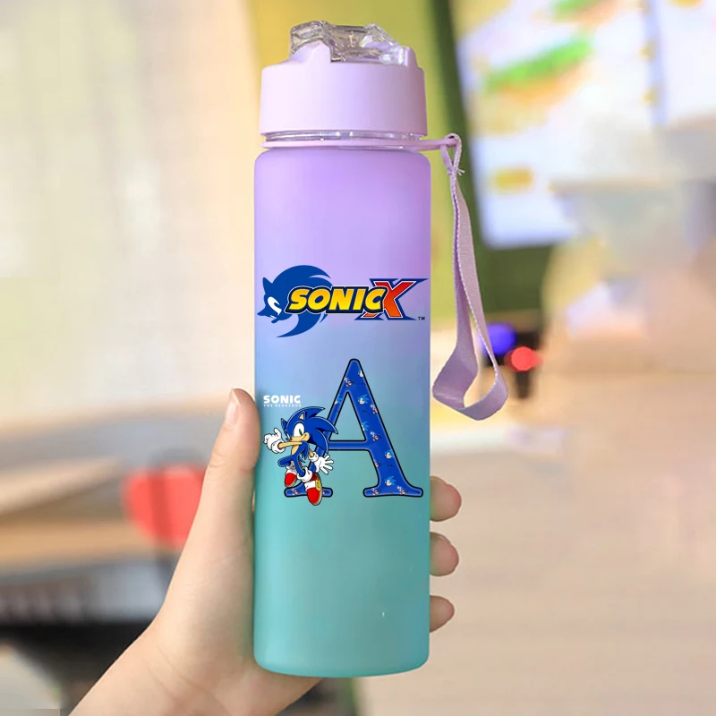 

750ML Sonics Boy Girl Water Bottle Anime Cartoon Water Cup Large Capacity Drinking Bottles Portable Anime Outdoor Sport Cup Gift