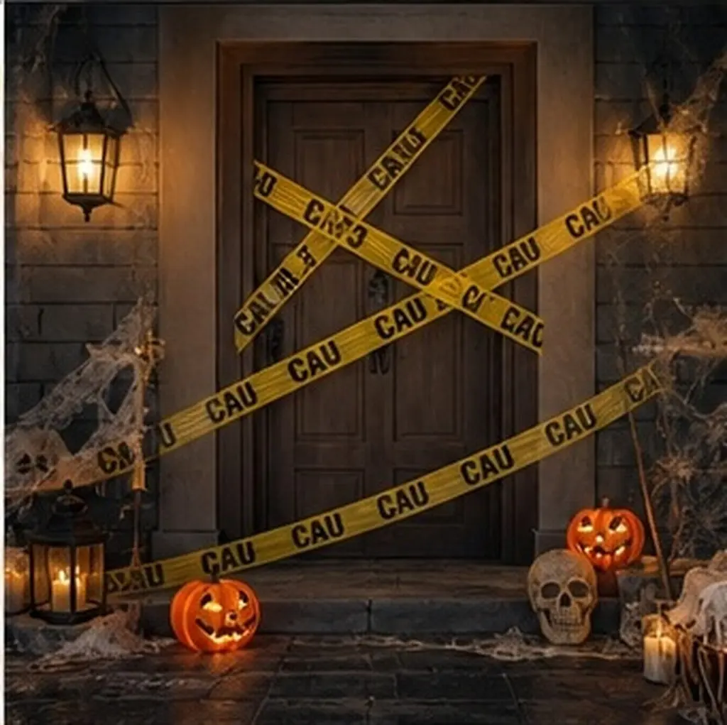 1Pcs Halloween Warning Caution Tape Premium Pe Material Party Decor Crime Scene Tape Halloween Theme Decoration