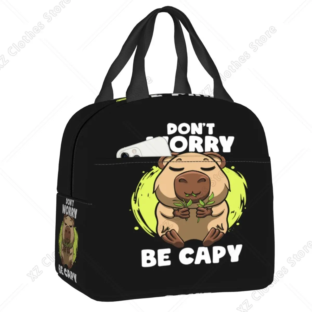 Custom Capybara Dozing Meme Insulated Lunch Tote Bag for Women Funny Resuable Cooler Thermal Bento Box School
