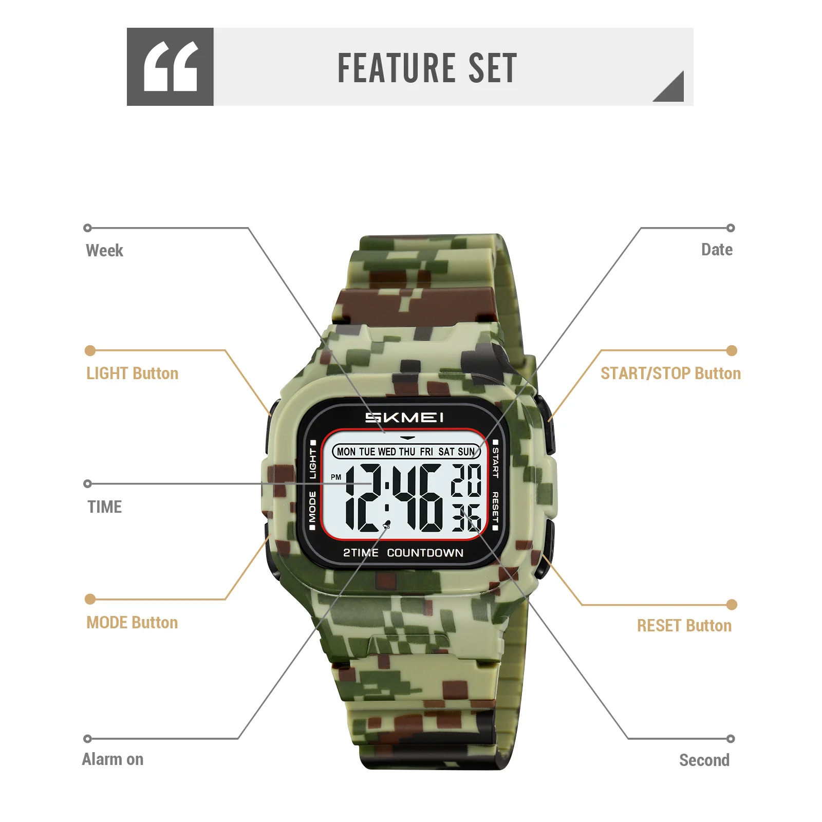 SKMEI Waterproof Clock Electronic Watches Chrono Students Military Watch Sports Digital Wristwatches For Men Women Reloj Hombre