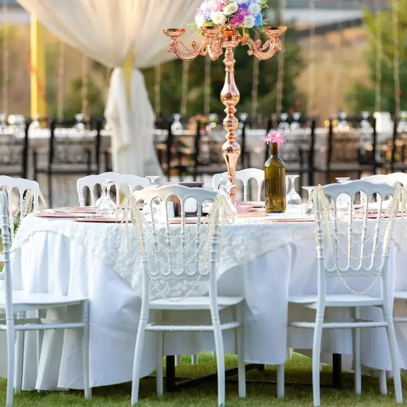 

Chair Sashes Pearl Bow Decor 50Pcs Satin Ribbon Lace Beaded Garland For Wedding Party Aisle Banquet Event Ceremony Decor