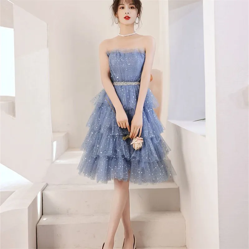 

Summer Dress Women Fashion New Solid Color Sequins Wrapped Chest Sleeveless Mid-length A-line Skirt Slim-fit Female Clothing 156