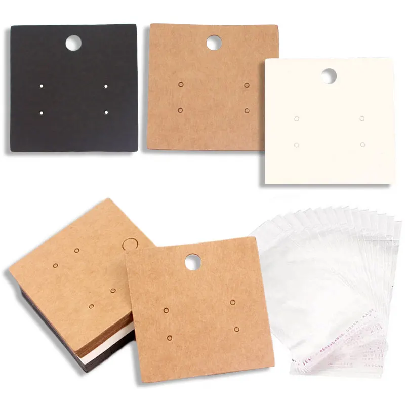 

50pcs5*5cm Earring Display Cards Kraft Paper Hang Tag for DIY Jewelry Making Stud Earrings Packing Cardboard Retail Price Lables