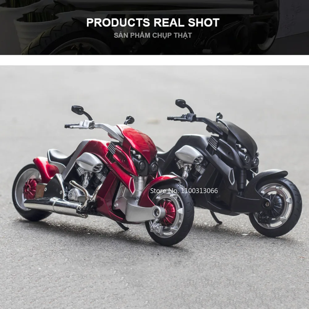 1/12 V-REX Motorcycle Car Model Toy Alloy Diecast High Simulation with Light Sound motorbike vehicle for Adult Collection Gifts