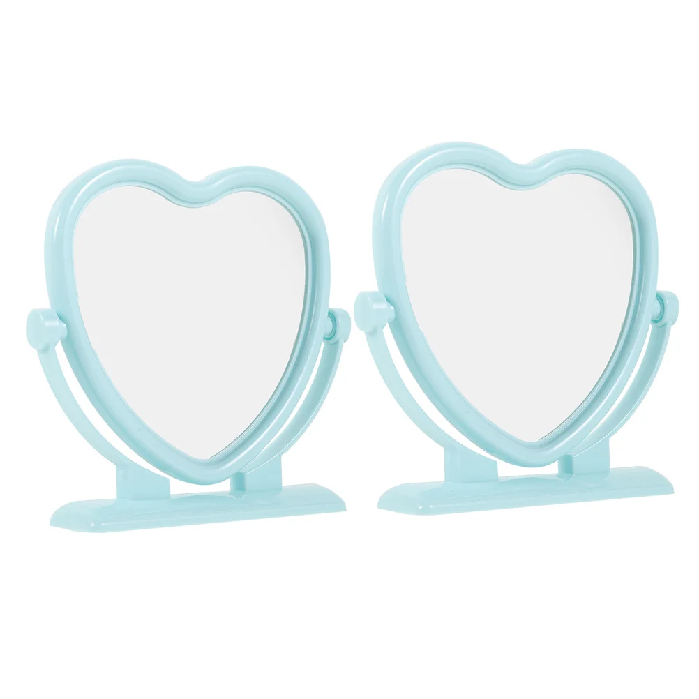 2 Stück doppelseitiger herzförmiger Make-up-Spiegel, eleganter tragbarer Kosmetik-Desktop-Spiegel für Schreibtisch-Arbeitsplatte
