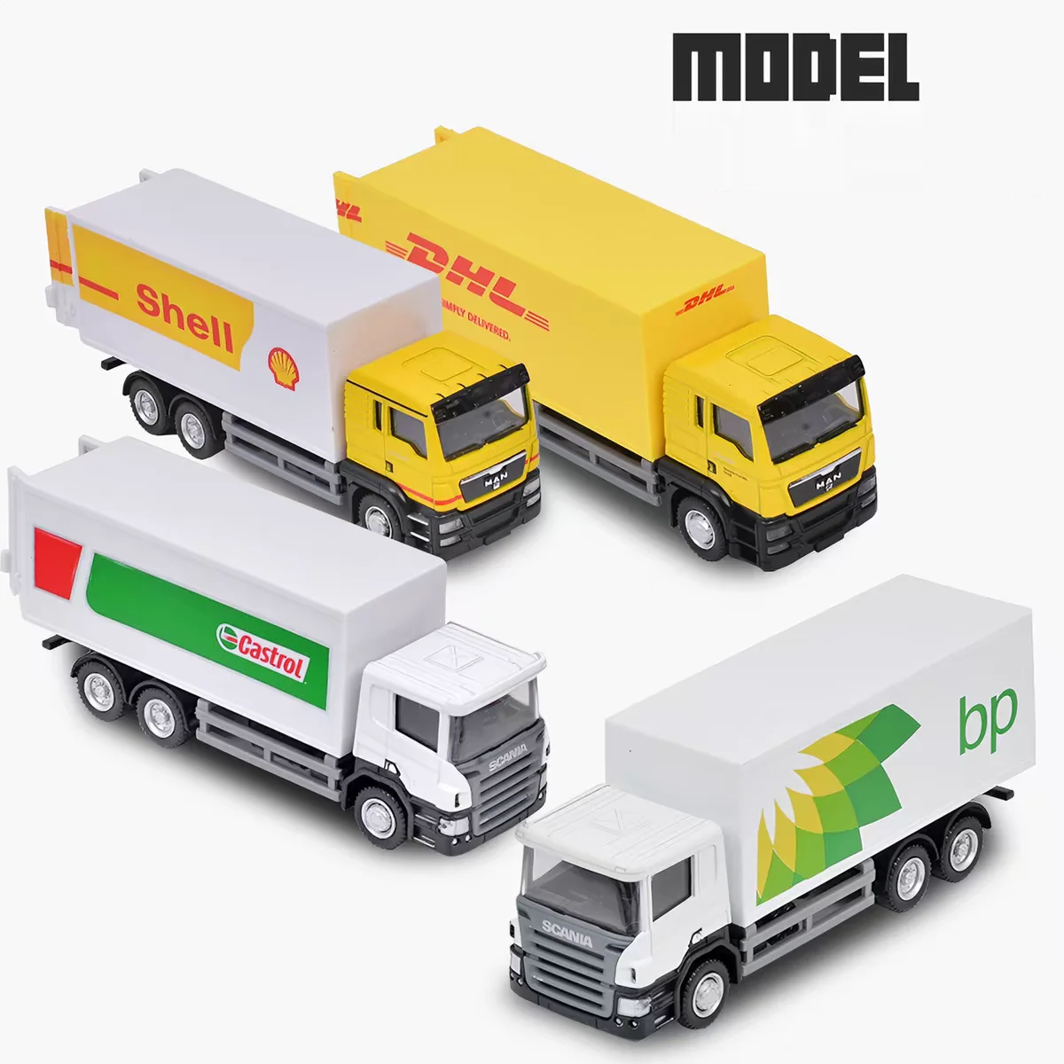 SCANIA MAN Container Transport Truck DHL Castrol BP Simulation Diecast & Toy Vehicles RMZ City 1:64 Alloy Collection Model Car image 6