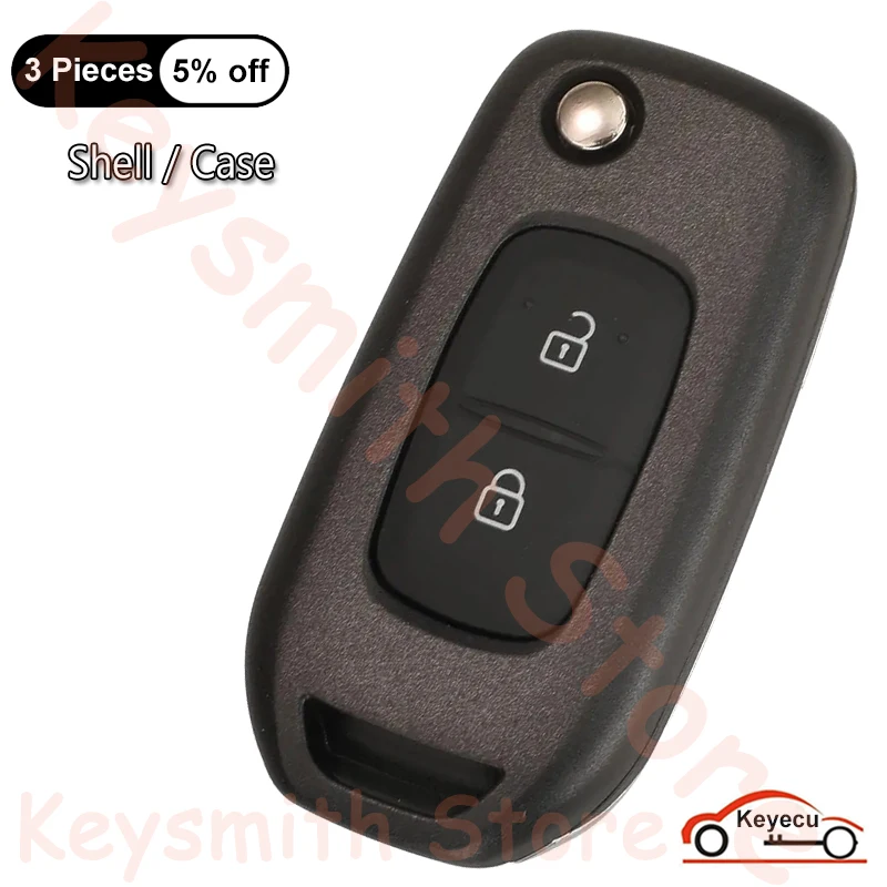 KEYECU-2 Botões Auto Flip Shell Chave Remoto, Capa para Renault Dacia Logan 2 II 2018 2019 2020 2021 2022, Fob FCC # CWTWB1G767