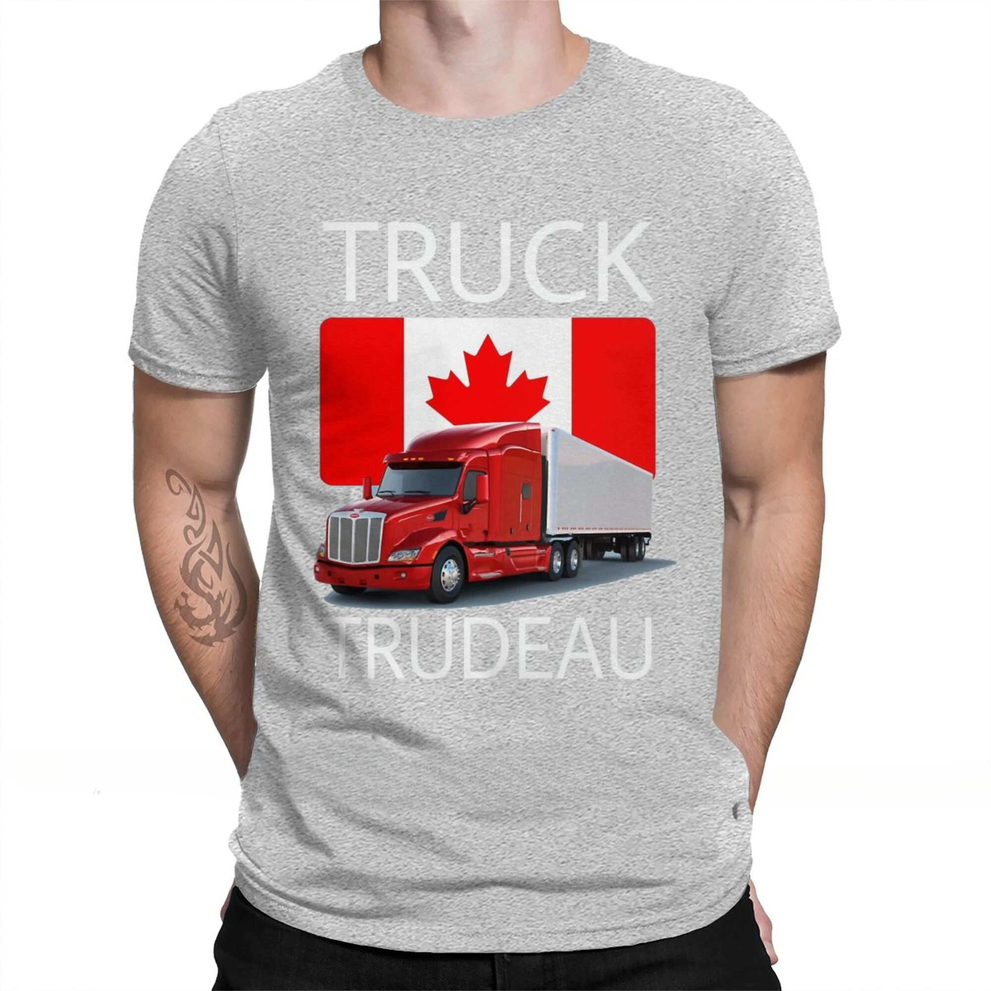 Men 100% Cotton Short Summer Sleeve Casual Plus Size Shirt Adults Canadian Truckers TRUCK TRUDEAU T-Shirt  harajuku