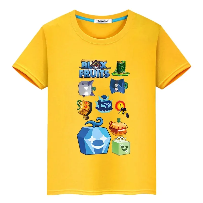 L2025l هالوين لعبة جديدة Blox الفواكه بلوزات قصيرة 100% القطن تي شيرت للأطفال الصبي 10 سنوات أنيمي تيز فخر التي شيرت y2k قطعة واحدة k #5