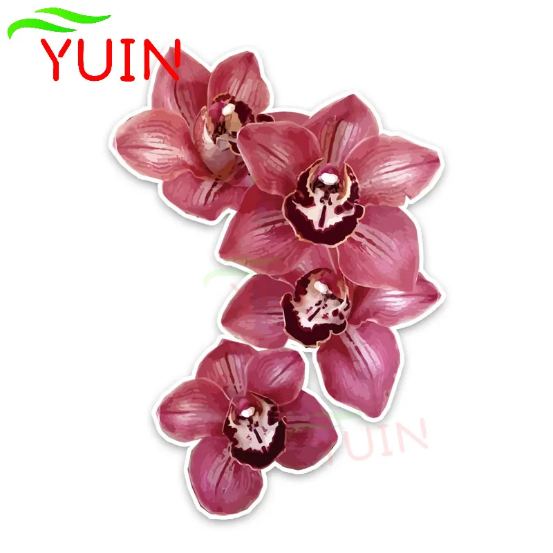 Coolest Orchid Flowers Car Sticker Motorcycle Auto Accessories Personality PVC Decoration High Quality Waterproof Decal 14*10cm