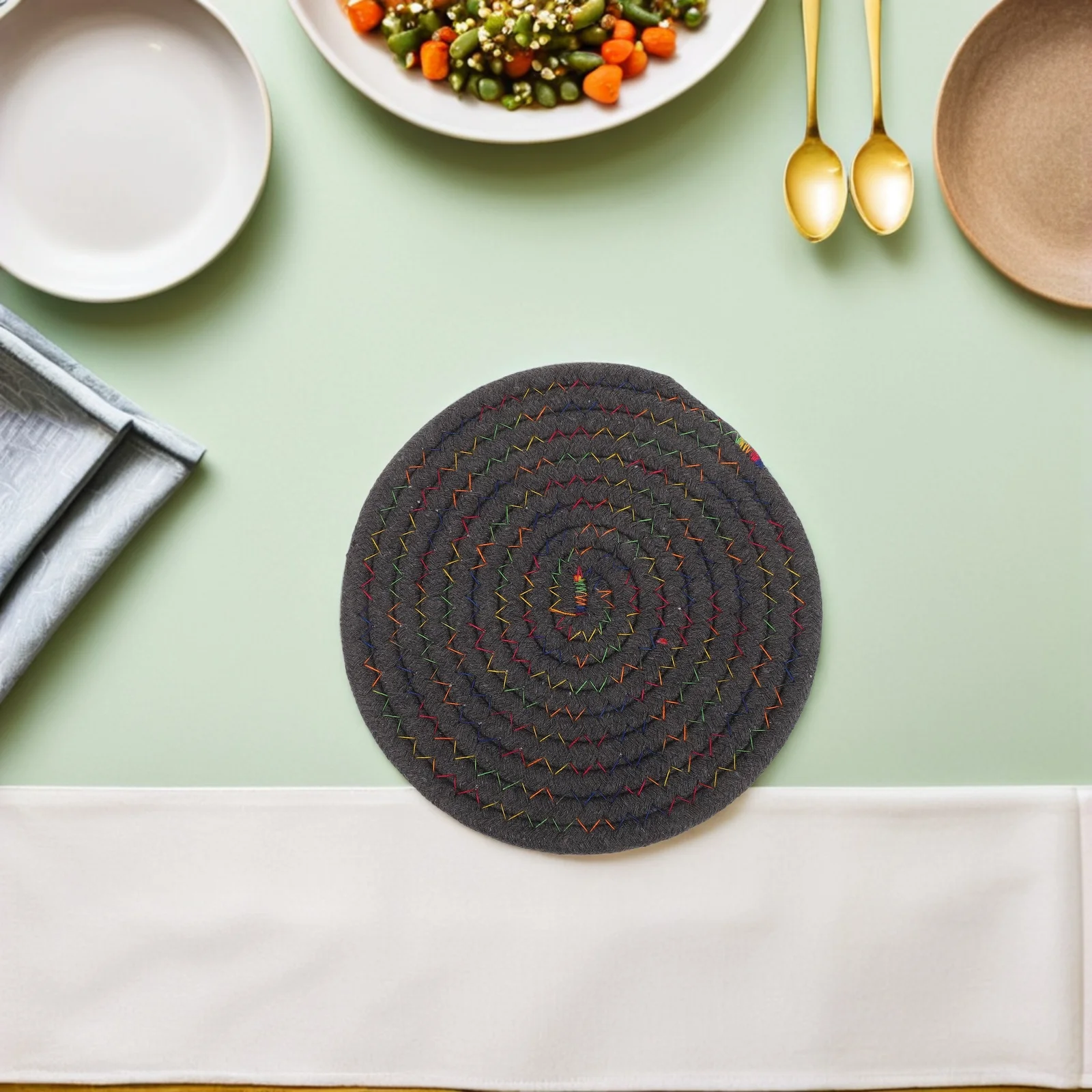 

6Pcs Cotton Rope Hot Pot Holders Round Coasters Thick Heat Insulation Mats Woven Placemat Coffee Desk Decor Tea Coaster