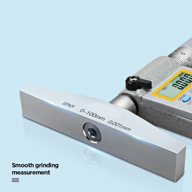 IP65 0-100mm Digital Depth Micrometer With Interchangeable Rod Resolution 0.001mm