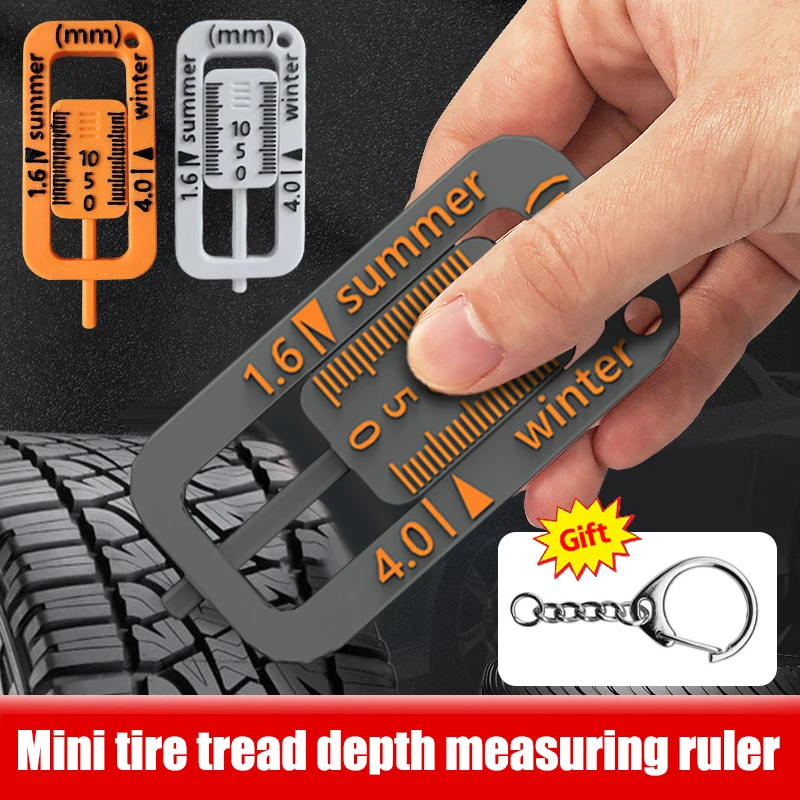 Tire Tread Depth Gauge Keychain Portable Measurer Car Tire Safety Check Universal Essential For Road Trips And Car Maintenance