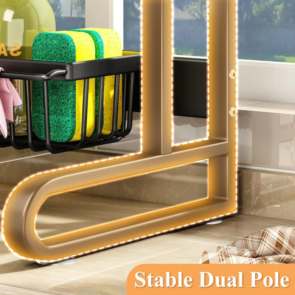 Over The Sink Dish Drainer Drying Rack, 3 Tier Adjustable (18.9" to 33.5") Kitchen Dish Rack Over Sink, Large Dish Drainer with