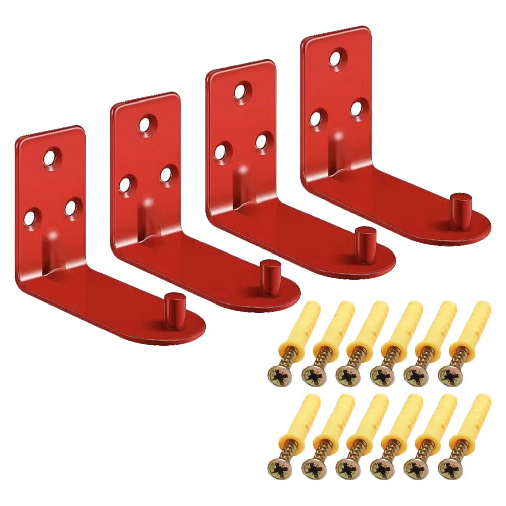 

4 Pcs Fire Extinguisher Bracket Hooks Mounting Inclined Hole Wall Metal Holder for