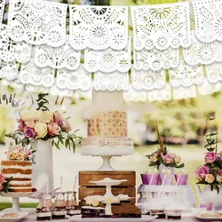 White Mexican Plastic Banner Mexican Wedding Garlands for Rehearsals Bridal Shower Photo Booth Engagement Party Wedding Backdrop