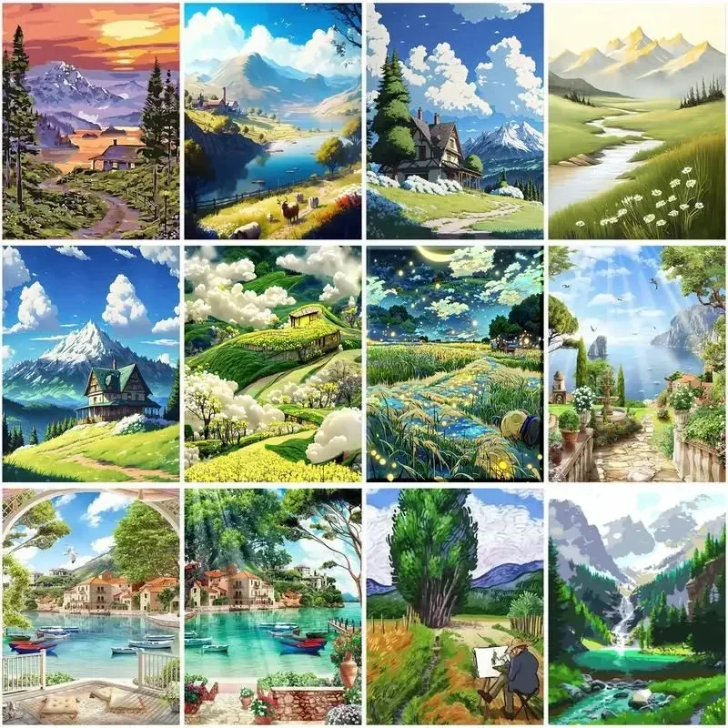 134435 Paint By Number Mountain Landscape Drawing On Canvas HandPainted Art Gift DIY Picture By Number Kits Home Decor