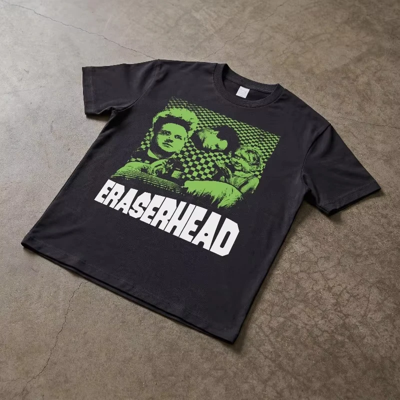 Rubber Head Movie Pattern T-shirt David Lynch Movie Theme T-shirt New vintage t shirts y2k fashion streetwear casual print tees