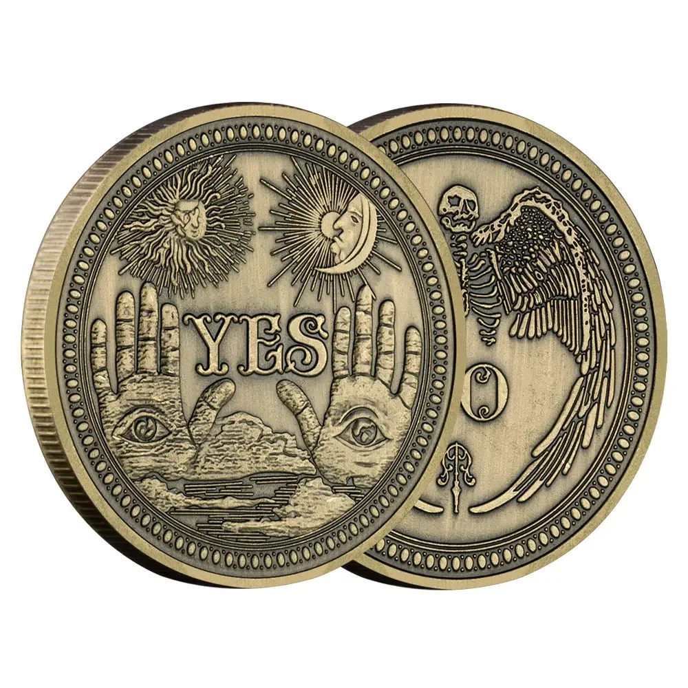 Oui ou pas de Bronze plaqué décision pièce commémorative Art métal Antique squelette ange Souvenir pièces artisanat cadeau