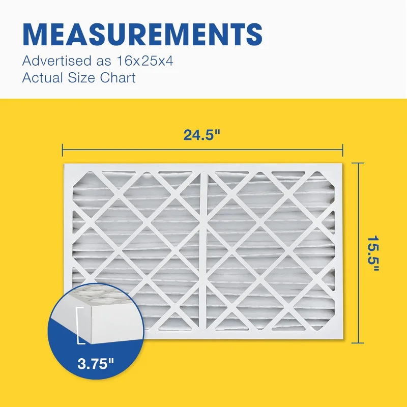 16x25x4 MERV 8 pleated air, ac furnace air, 6 (actual size: 15 1/2 