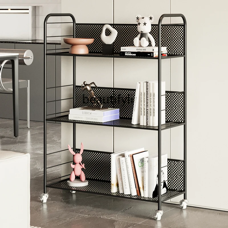 

Movable bookshelf shelf floor corner simple bedroom bookcase trolley
