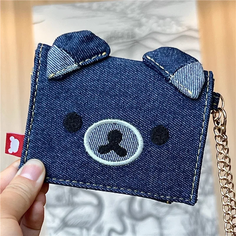 Nuovo simpatico orso Rilakkuma ragazze bambini denim tela portamonete porta carte d\'identità piccoli portafogli per le donne