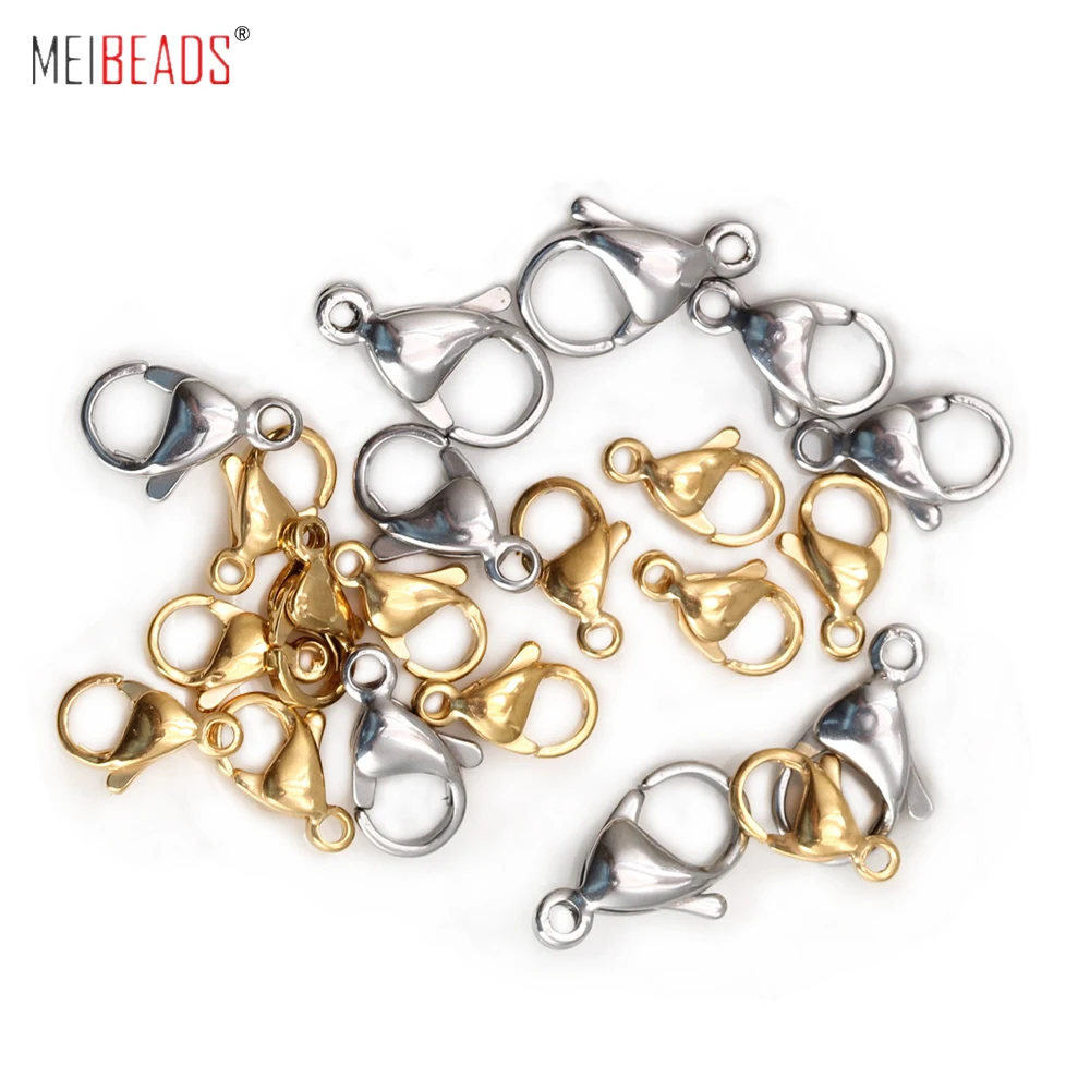 

MEIBEADS 25 шт./лот, крючки с застежкой-лобстером из нержавеющей стали для изготовления ювелирных изделий, браслет, ожерелье, цепочка, брелок, аксессуары