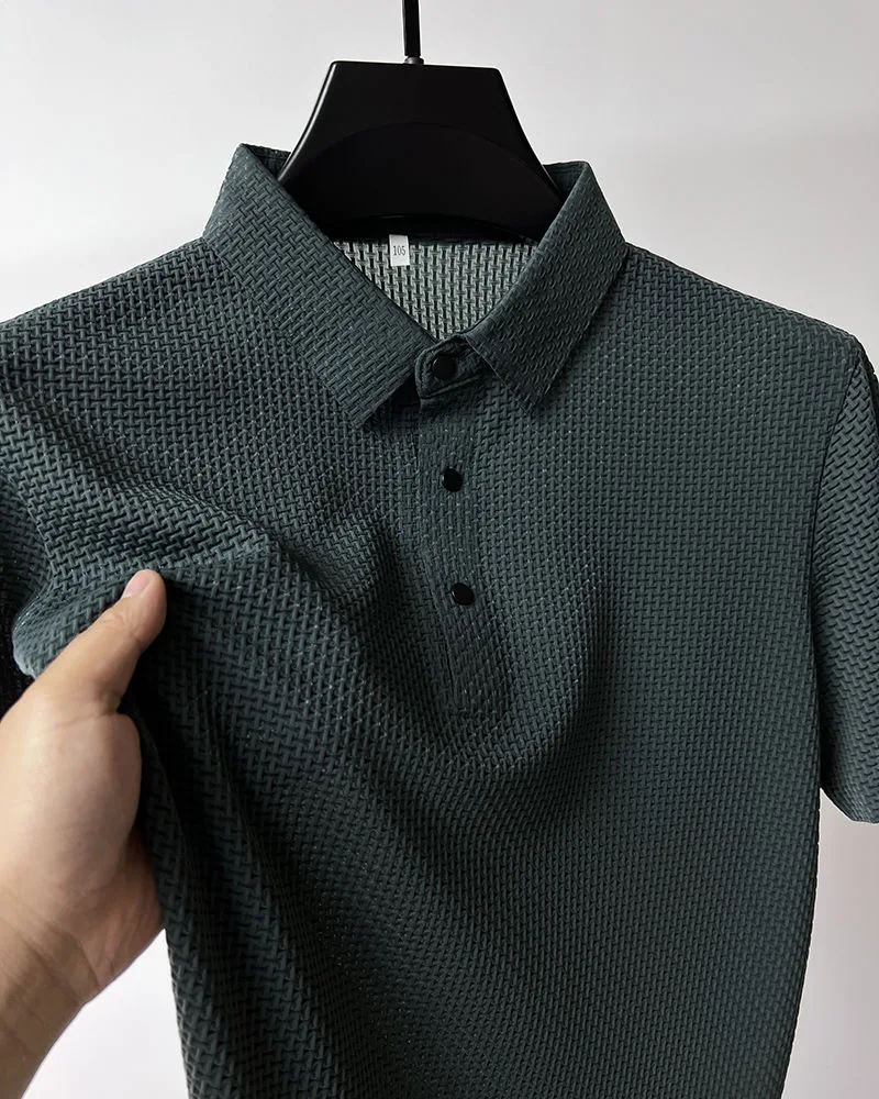 Sommer Neue männer Lop-up Hohl kurzarm Polo-Shirt Eis Seide Marke Kleidung Atmungsaktive Business-Mode T-Shirt männlichen Bis 6XL