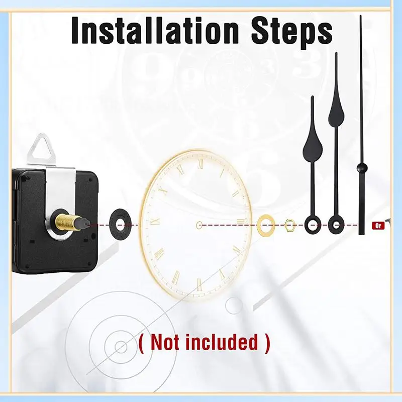 

-A60I 4 Set 32Mm Long Shaft DIY Quartz Clock Movement Mechanism With 5 Different Pairs Hands Wall Clock Repair Parts