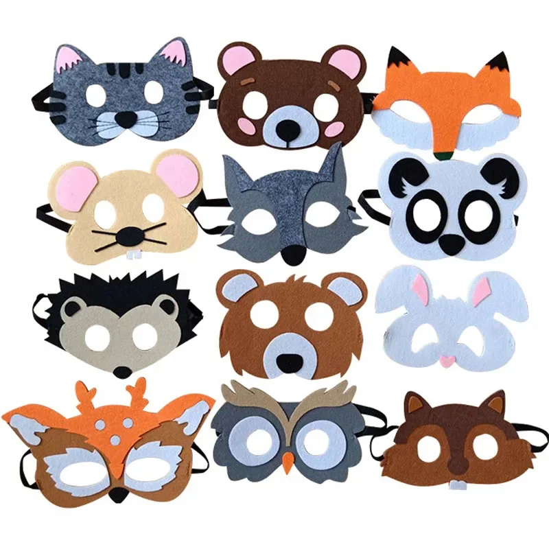 1pcs Cartoon Felt Forest Animal Masks Cosplay Halloween Dress-Up Party Favors Birthday Gifts for Kids Toys Wedding Festival