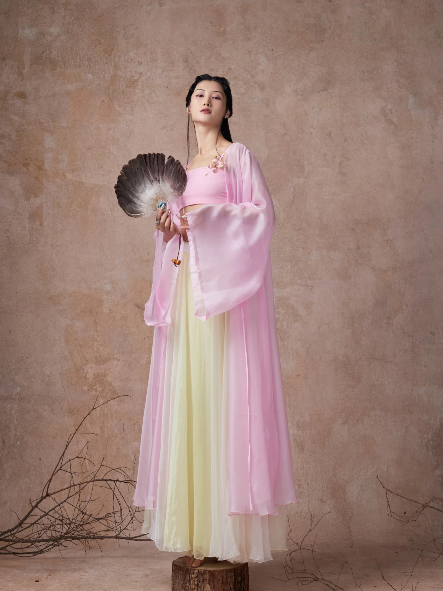 WYZ Cover up ort Pink Slimming V-ne Maxi Gown Vintage Jazz Dance Costume Women's Traditional Ethnic Stage Wear