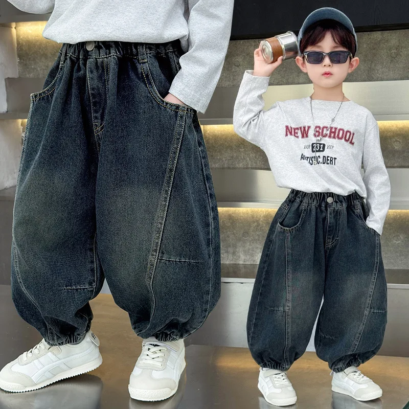 

2-10 Years Boys Jeans Kids Denim Pants Children Jeans Young TEEN Jeans Toddler Boy Fashion Loose Patchwork Trousers