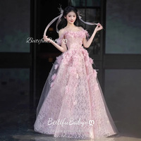 BeitifuBaby Party Dresses Women Evening Elegant Off The Shoulder Light Luxury Pink Appliques Sleeveless Banquet Gown Vestidos