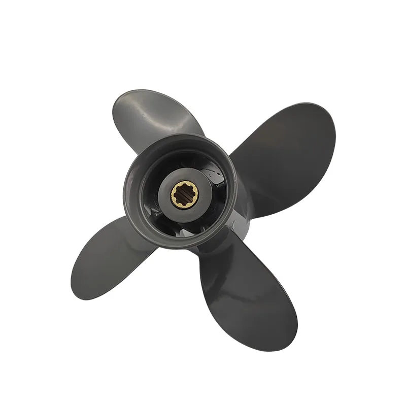 Schroeven geschikt voor Honda- en Yamaha-buitenboordmotoren, 4 bladen, 9 1/4X10, Bf8D, Bf9.9D, Bf9.9, Bf15A, Bf15D, Bf20, 8 tanden, 58134-Zv4-010Ah.