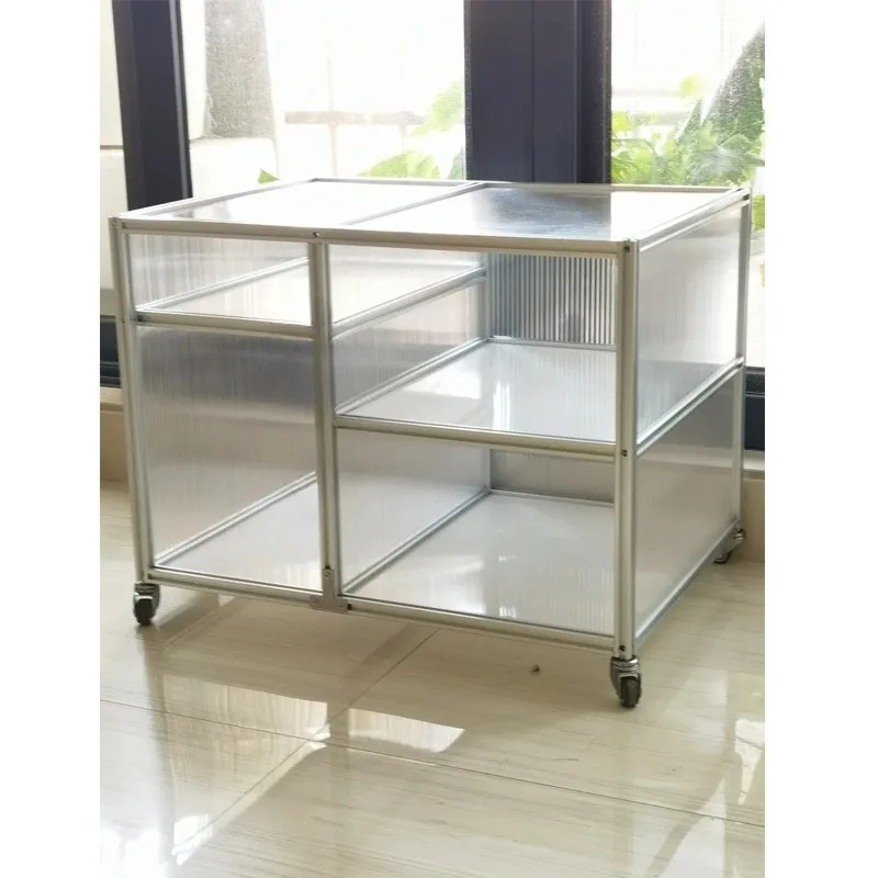 Living room aluminum profile Changhong acrylic shelf, multi-layer floor display storage rack